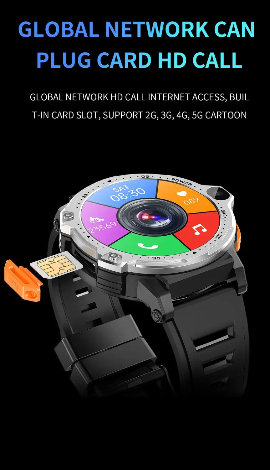 4G Android Smartwatch with Sim Card Slot GPS HD Camera 64GB ROM
