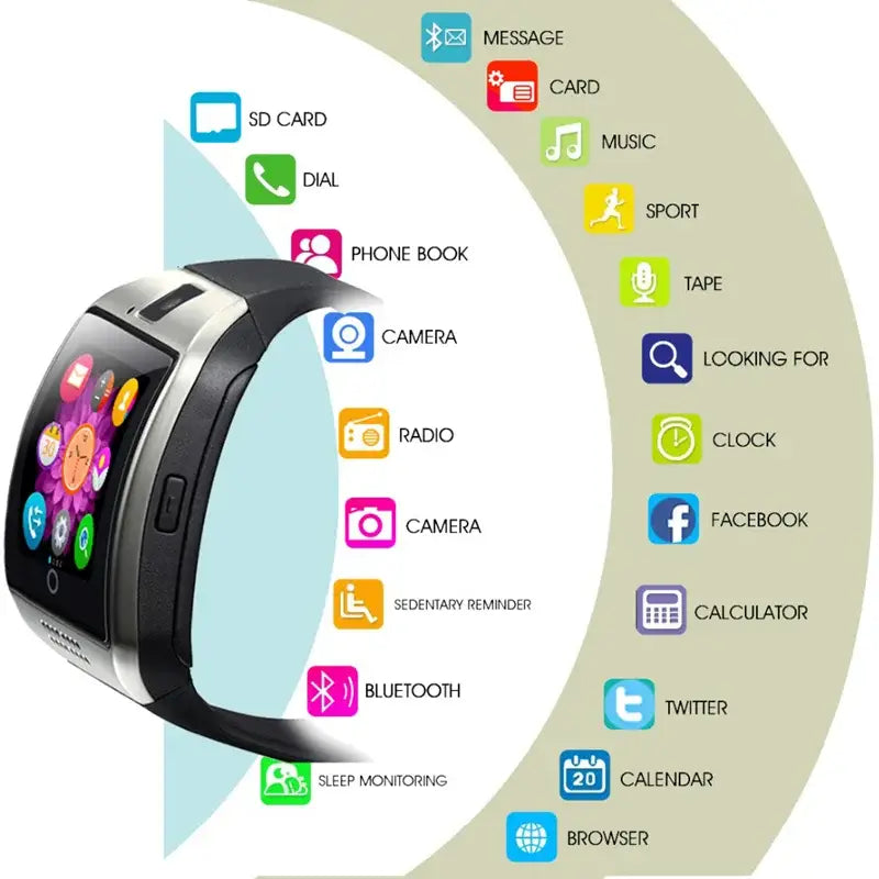 Wireless Smartwatch Q18 Android With SIM Card and Camera Mobile