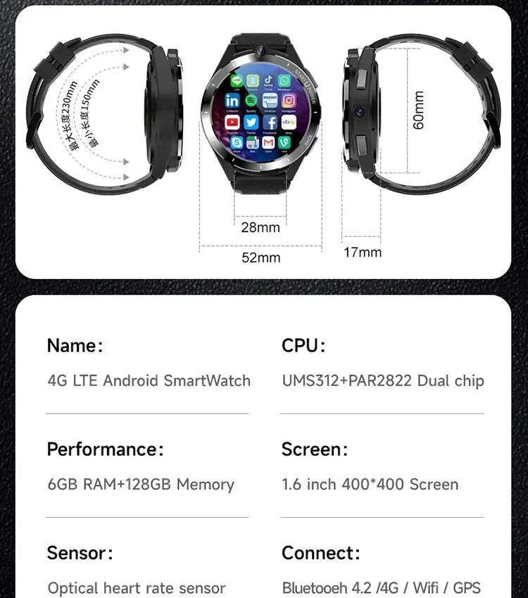 Smartwatch 1.6 Inch Touch Screen Z40 With Large Memory TWS Wifi Gps Cameras