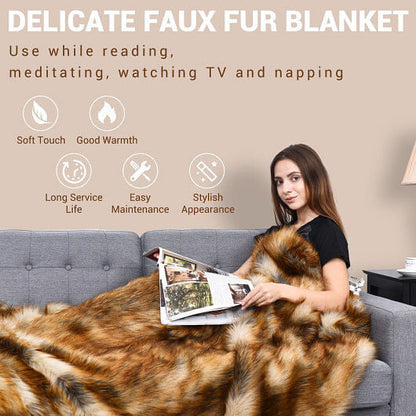 Soft Warm Fluffy for Bed Luxury Plush Faux Fur Blanket -L-1