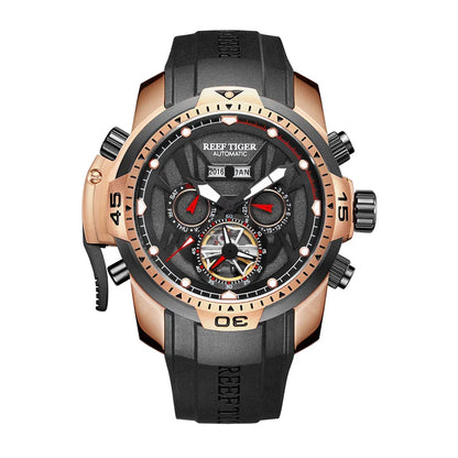 Reef Tiger/RT Orange Sport Watch Men Waterproof Luminous Perpetual Calendar Automatic Mechanical Watches Clock New RGA3532