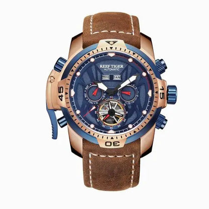 Reef Tiger/RT Orange Sport Watch Men Waterproof Luminous Perpetual Calendar Automatic Mechanical Watches Clock New RGA3532
