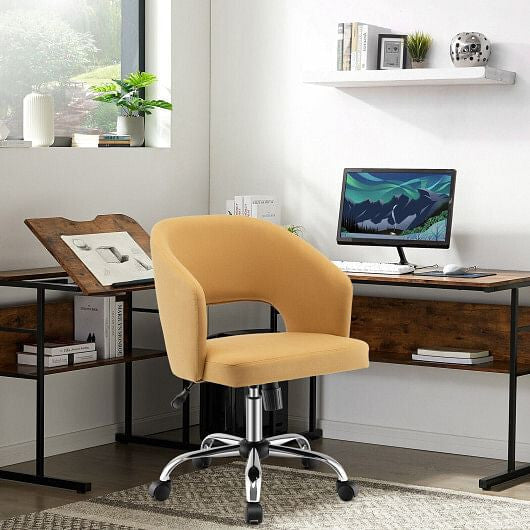 Upholstered Swivel Office Chair with Hollow Out Back-1