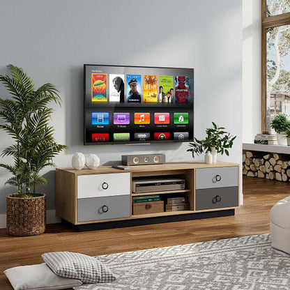Modern 55 Inch TV Stand with 2 Storage Cabinets for TVs up to 60 Inch-0