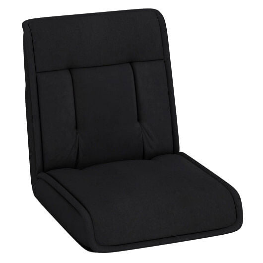 Folding Floor Chair Convertible Lazy Chair with 14-Poistion Adjustable Backrest-Black-1