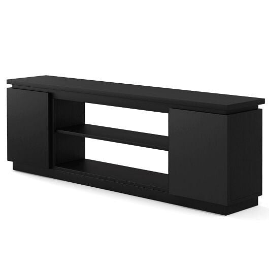 TV Cabinet with 3 Adjustable Shelves and Anti-Tipping Kits for TVs up to 80 Inch-Black-2