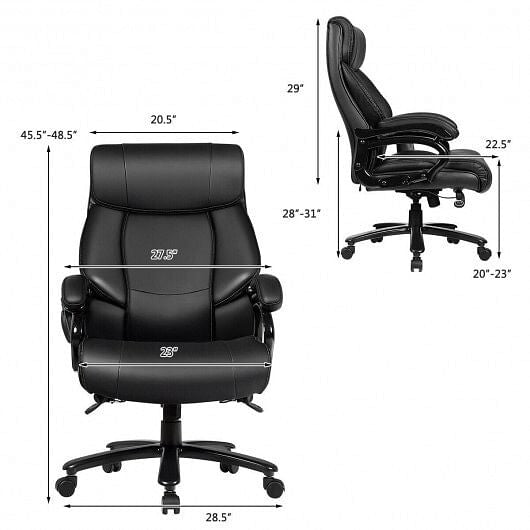 Big & Tall 400lb PU Leather Massage Office Chair-Black-4