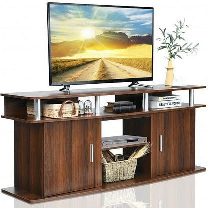 63 Inch TV Entertainment Console Center with 2 Cabinets-Walnut-4