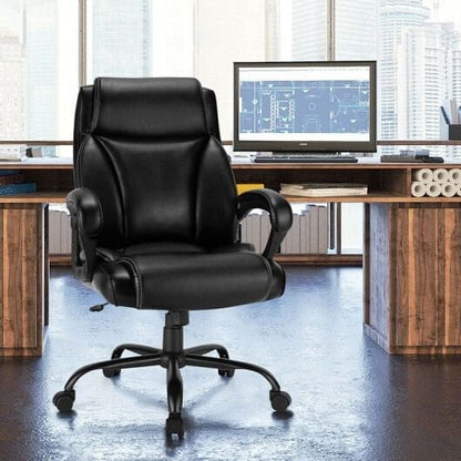 400 Pounds Big and Tall Adjustable High Back Leather Office Chair-1