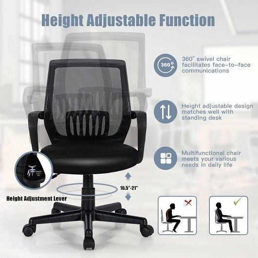 Mid-Back Mesh Height Adjustable Executive Chair with Lumbar Support-3
