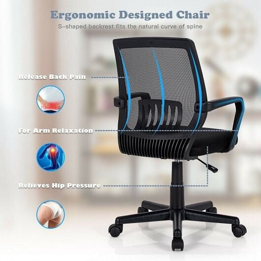 Mid-Back Mesh Height Adjustable Executive Chair with Lumbar Support-2