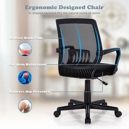 Mid-Back Mesh Height Adjustable Executive Chair with Lumbar Support-2