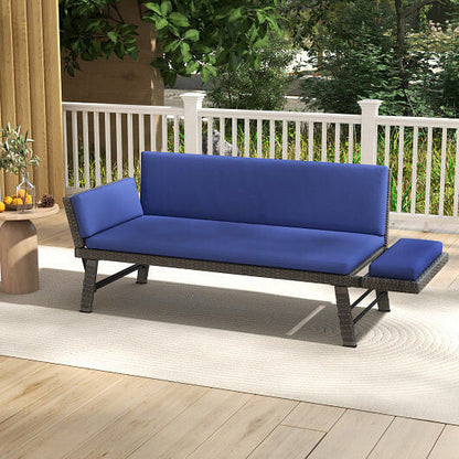 Outdoor Convertible Sofa Daybed with Adjustable Armrests for Balcony-Gray-8