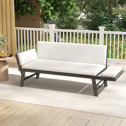 Outdoor Convertible Sofa Daybed with Adjustable Armrests for Balcony-Gray-13