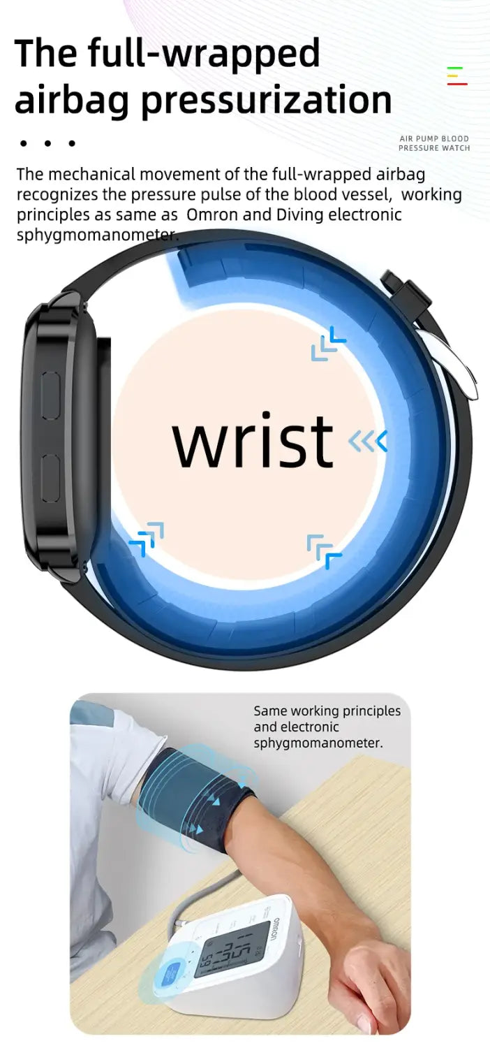 Air pump blood pressure measurement Smartwatch P60 with Air Bag
