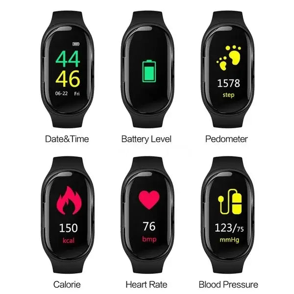 M1 Smartwatch 2in1 Bt Earphone Hate Rate Blood Pressure Monitor