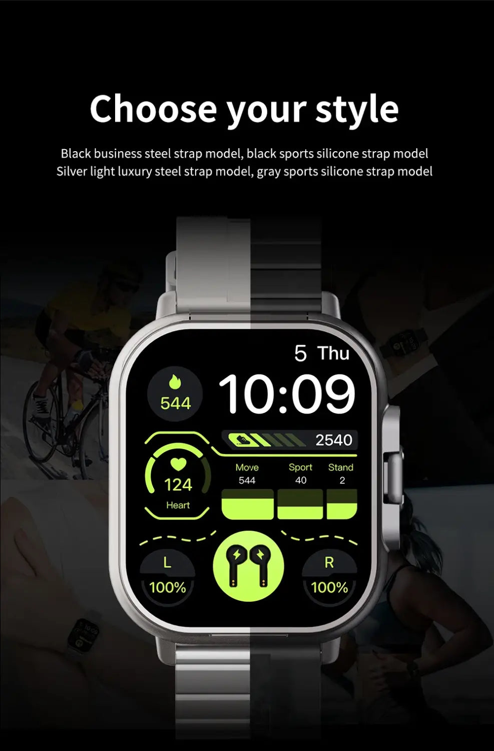 2024 new design Open-cover Smartwatch D8E BT Call Smartwatch with earbuds 2 in 1 headphones TWS NFC Fashion smartwatch