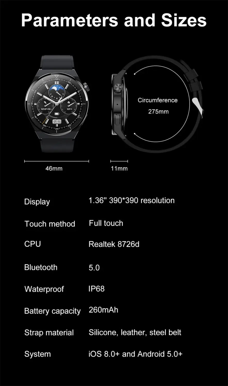 For Huawei Xiaomi NFC Smart Watch Men GT3 Pro AMOLED 390*390 HD Screen Heart Rate Bluetooth Call IP68 Waterproof SmartWatch 2023 28