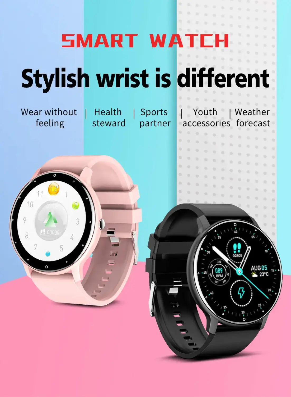 Touch Dial Fitness Tracker IP67 Waterproof 4G ROM Smartwatch