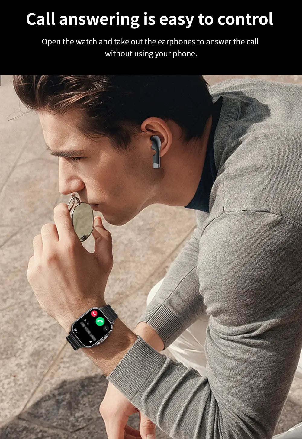 2024 new design Open-cover Smartwatch D8E BT Call Smartwatch with earbuds 2 in 1 headphones TWS NFC Fashion smartwatch