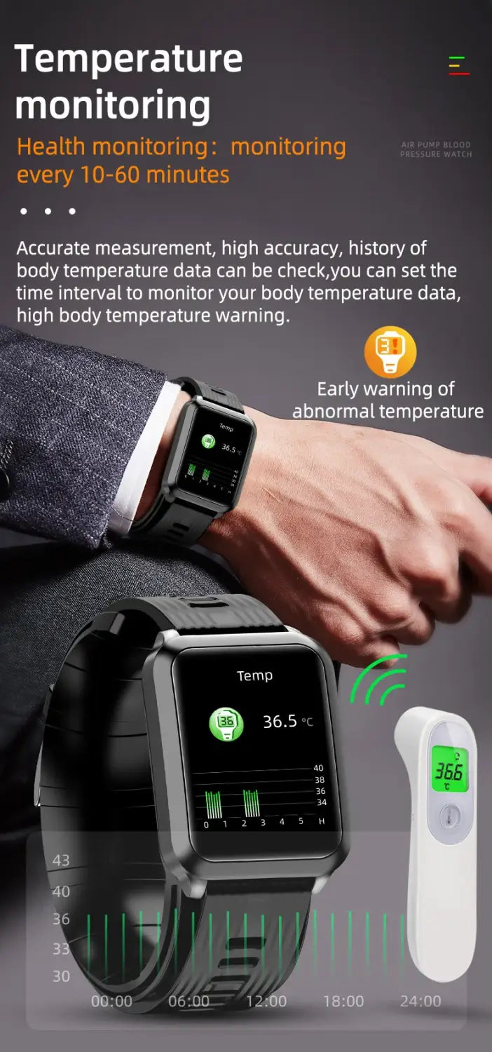 Air pump blood pressure measurement Smartwatch P60 with Air Bag