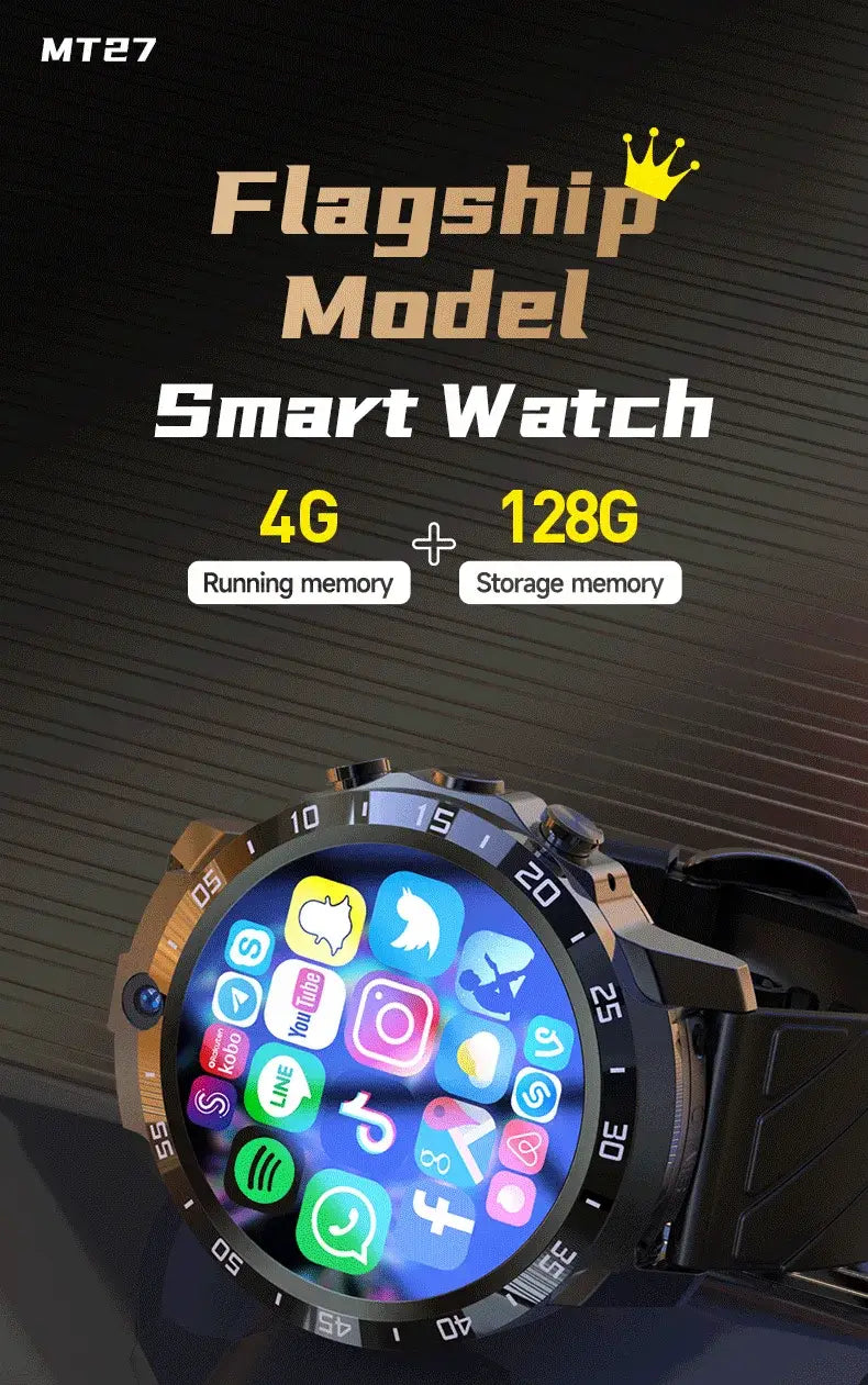 Flagship Model MT27 Smartwatch 4G + 128G Music with Bluetooth Camera support Scanning code