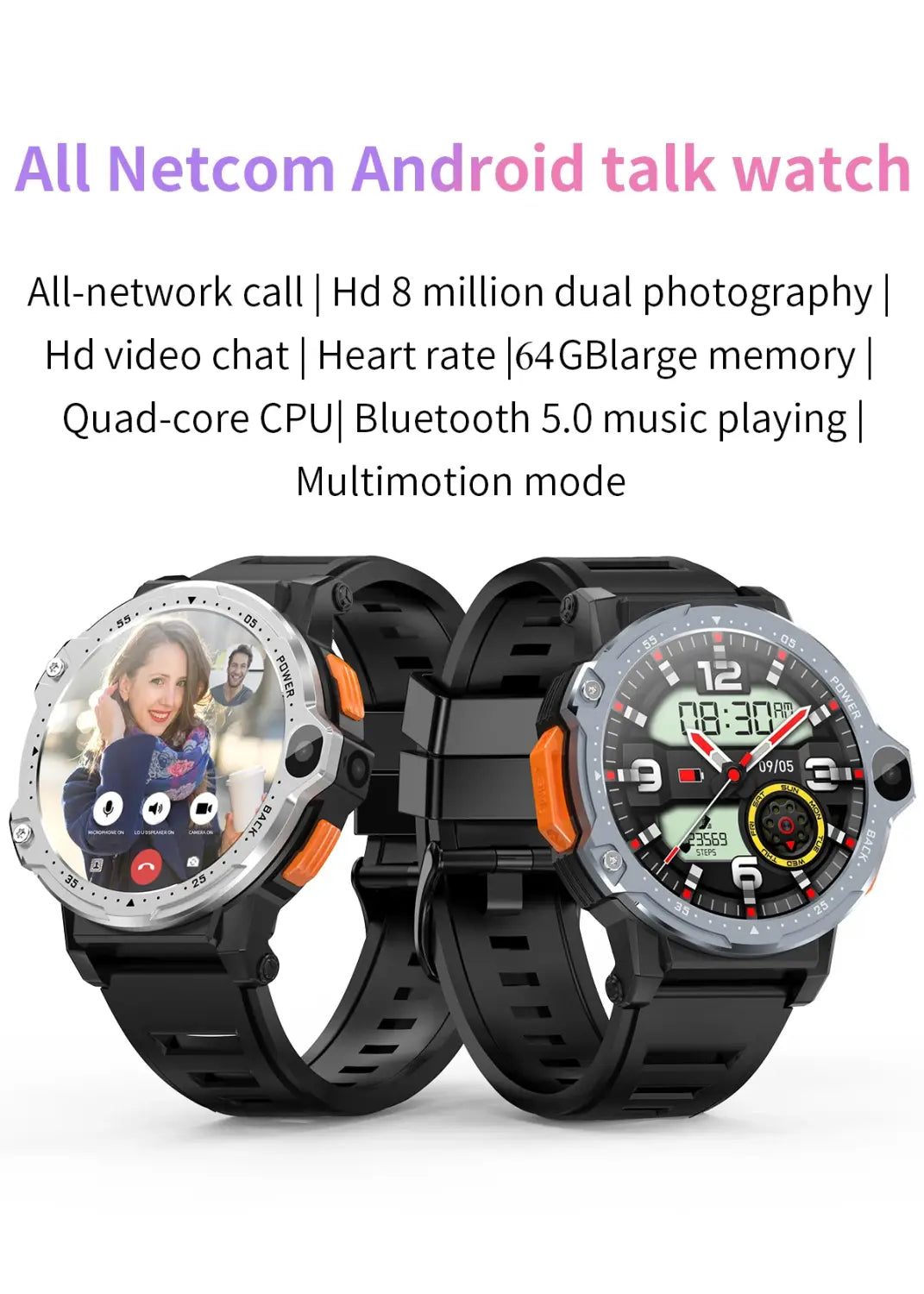 4G Android Smartwatch with Sim Card Slot GPS HD Camera 64GB ROM