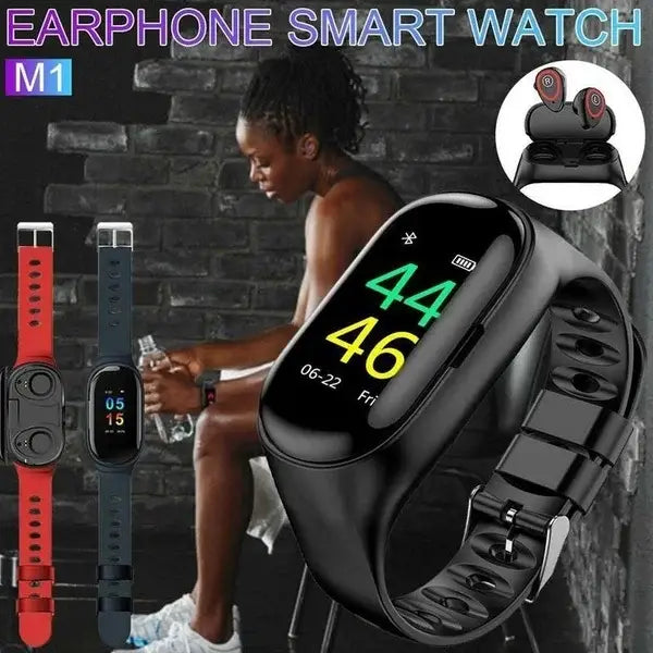 M1 Smartwatch 2in1 Bt Earphone Hate Rate Blood Pressure Monitor