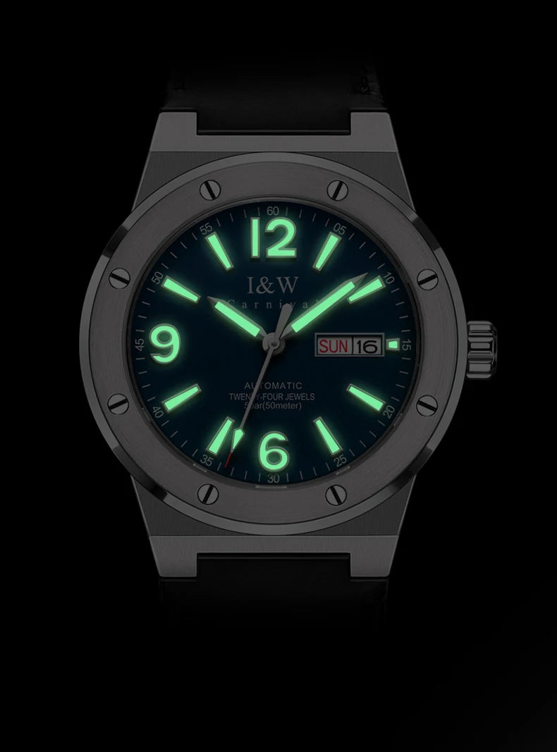 2021 New Switzerland I&W Mechanical Watch For Men Brand Luxury Automatic Wrist Watch 50M Waterproof NH36A Reloj Hombre