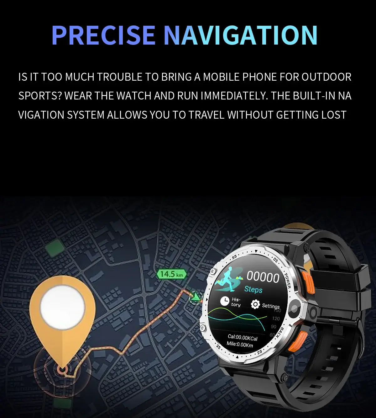 4G Android Smartwatch with Sim Card Slot GPS HD Camera 64GB ROM