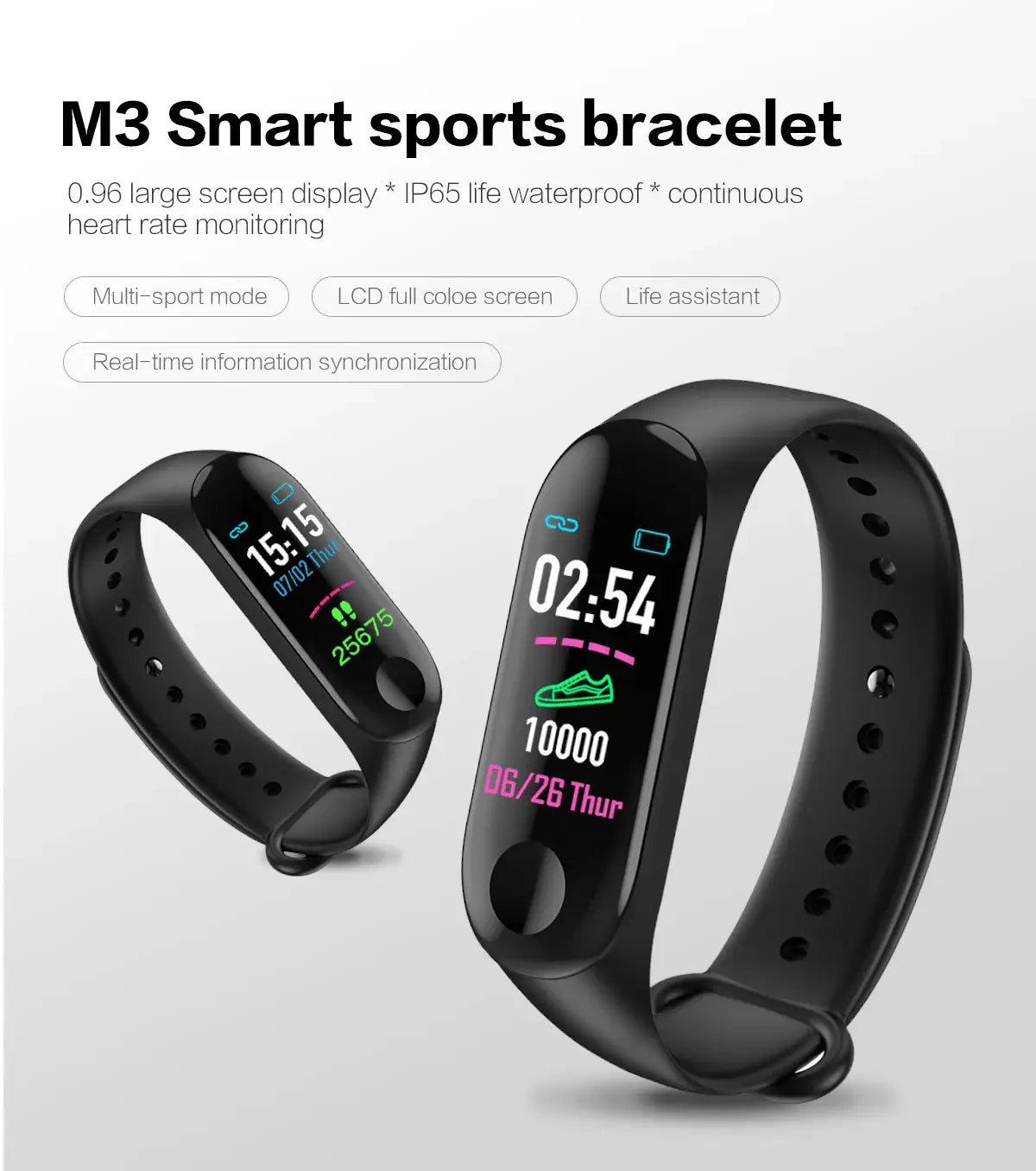 M3 Smartwatch With Headphone Rate Blood Pressure Monitor