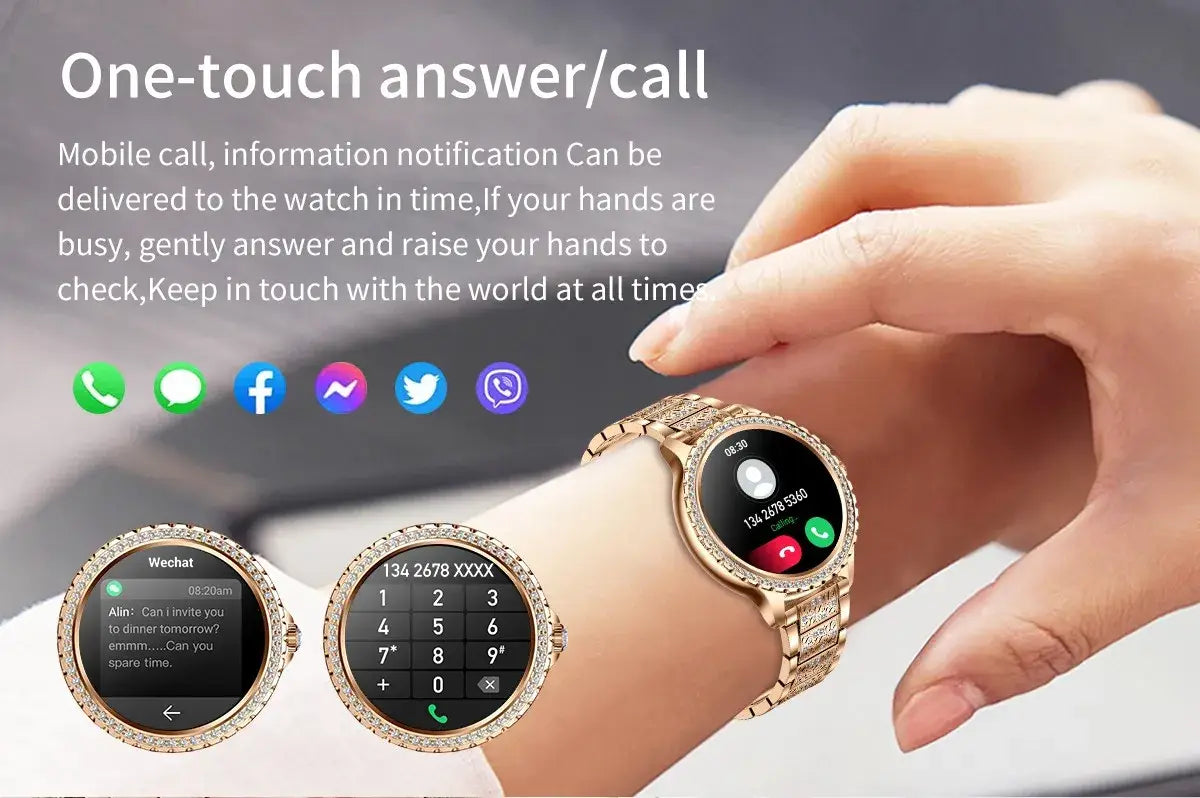 i58 Diamond Women Smartwatch Music Play Fitness Tracker BT Dial Call