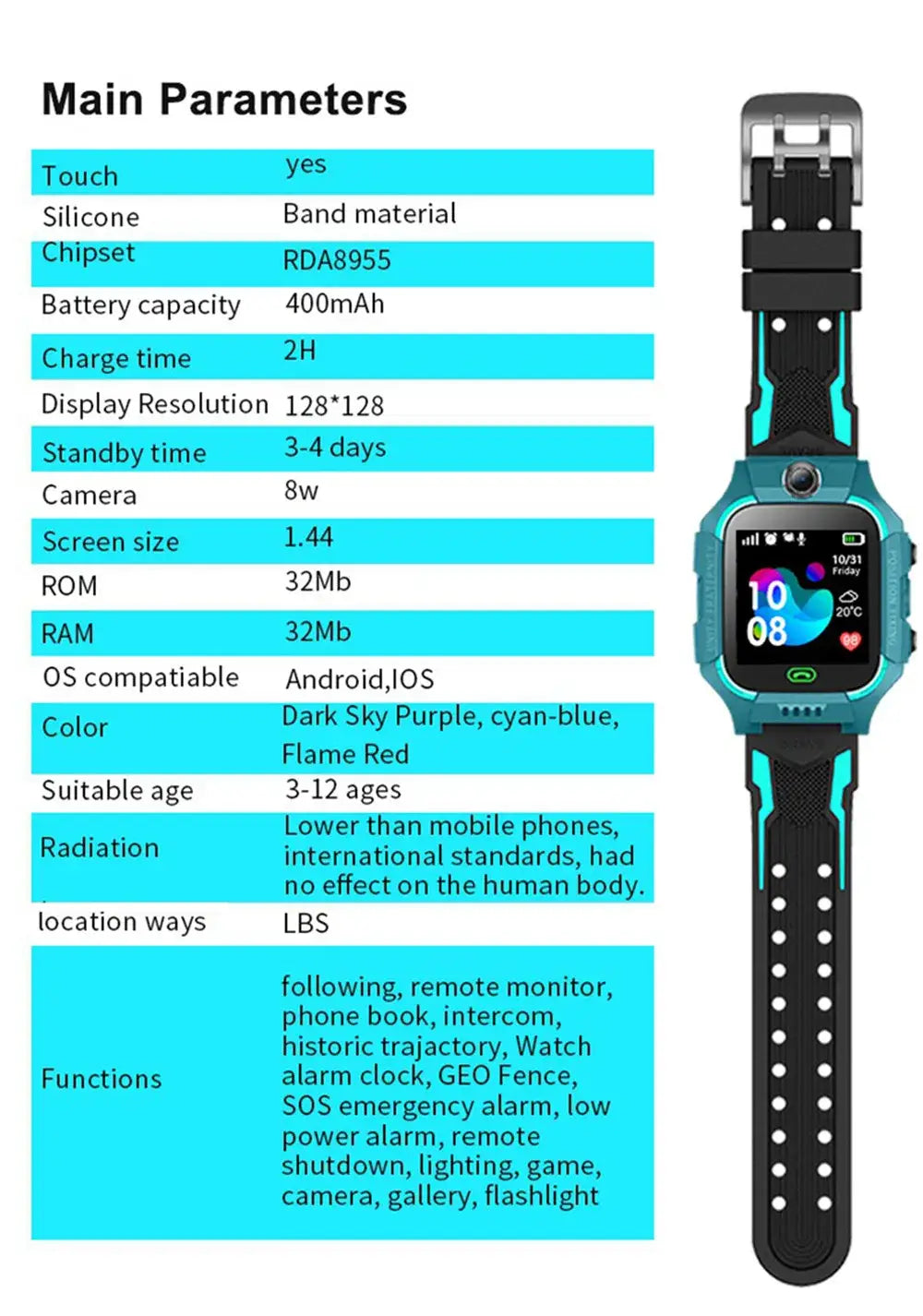 Kids Smart Watch Q19 Location SoS Camera two-way communication Kids Toy