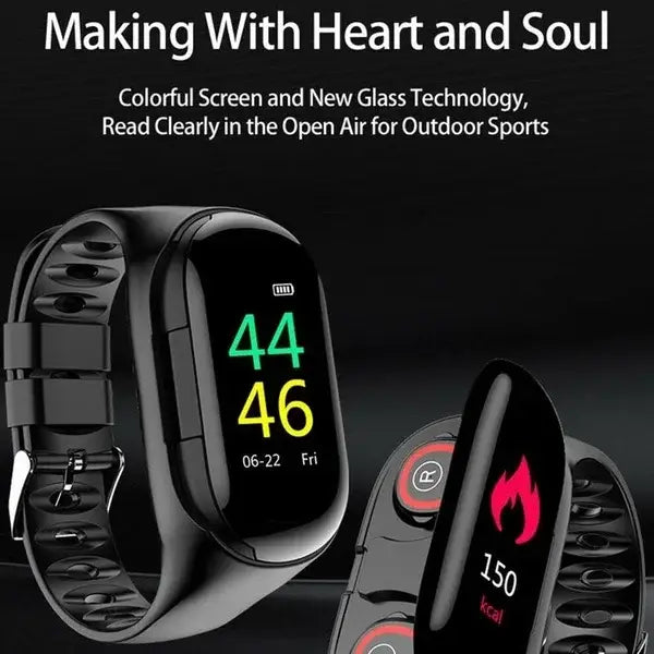 M1 Smartwatch 2in1 Bt Earphone Hate Rate Blood Pressure Monitor
