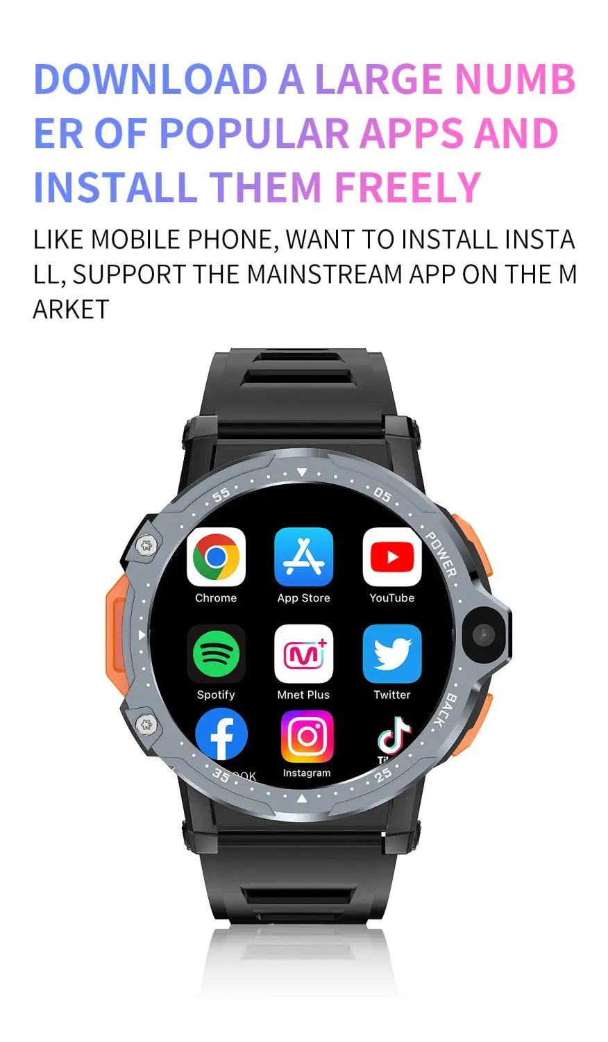 4G Android Smartwatch with Sim Card Slot GPS HD Camera 64GB ROM