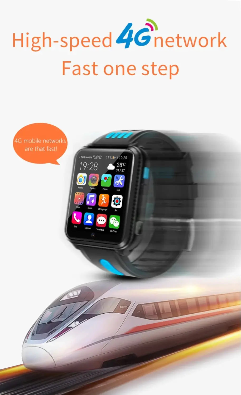 Smartwatch Android 4G GPS Location SIM Card Anti-lost Student kids watch