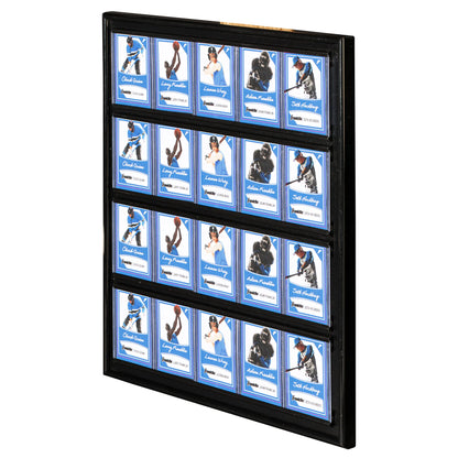 Franklin Sports Baseball + Trading Card Display Frame - Card Display Case for Sports Collector + Trading Cards -Wall Mounted Card Display Case - 20 Top Loaders IncludedBlack