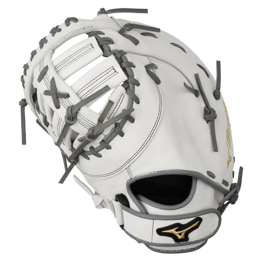 Mizuno GXF50FPW2 MVP Prime Fastpitch Softball First Base Mitt 13" 1st Base Left Hand Throw White-Grey