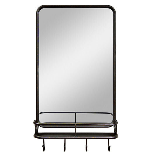 Wall Bathroom Mirror with Shelf Hooks Sturdy Metal Frame for Bedroom Living Room-0