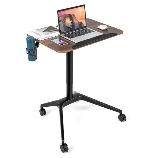 Pneumatic Standing Desk with Anti-fall Baffle and Cup Holder-2