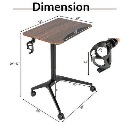 Pneumatic Standing Desk with Anti-fall Baffle and Cup Holder-3