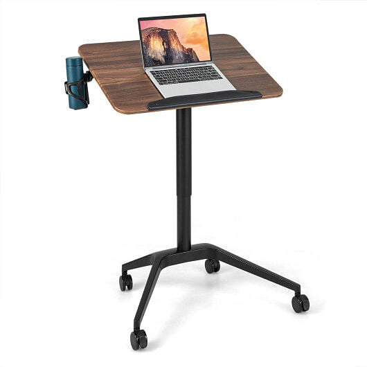 Pneumatic Standing Desk with Anti-fall Baffle and Cup Holder-4