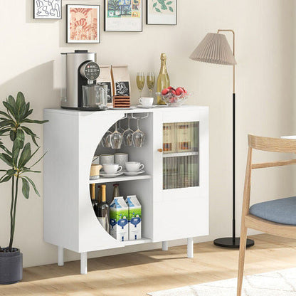 Kitchen Sideboard with Glasses Holder for Living Room Dining Room-White-1