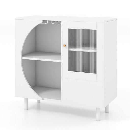 Kitchen Sideboard with Glasses Holder for Living Room Dining Room-White-4