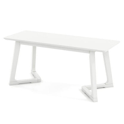42 Inch Modern Entryway Bench Long Dining Bench with Rubber Wood Legs-White-4