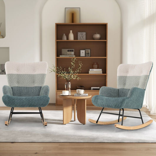 Nursery Rocking Chair with Ergonomic Armrests and High Backrest-3