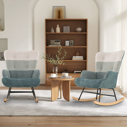 Nursery Rocking Chair with Ergonomic Armrests and High Backrest-3