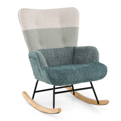 Nursery Rocking Chair with Ergonomic Armrests and High Backrest-4