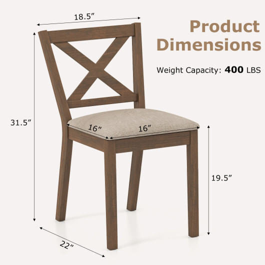 Dining Chair Set of 2 Modern Kitchen Chair with Upholstered Seat-Brown-2