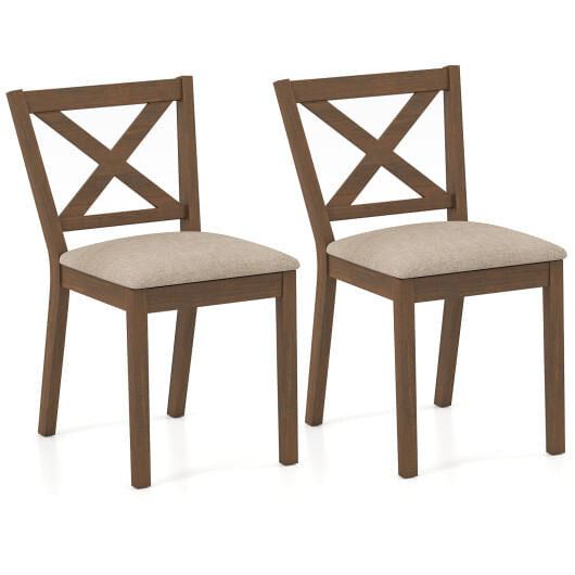 Dining Chair Set of 2 Modern Kitchen Chair with Upholstered Seat-Brown-4
